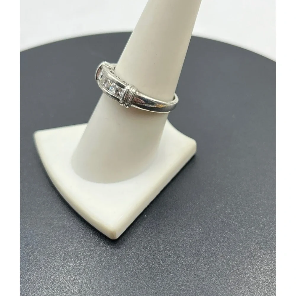 Sterling Silver Princess Cut Channel Set CZ Anniversary‎ Wedding Band Ring 8.25